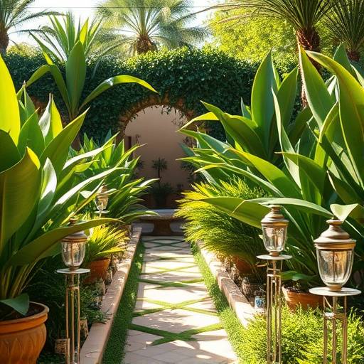Photo d'une séance photo de mode dans un jardin luxuriant à Marrakech