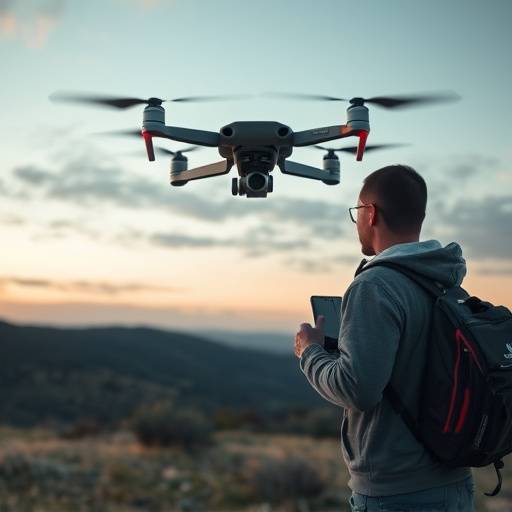 Un repéreur de lieux utilisant un drone pour capturer des images d'un lieu