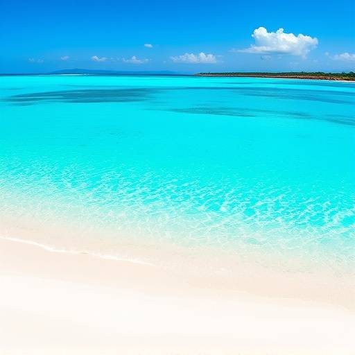 Une plage de sable blanc aux Seychelles avec des eaux turquoises.